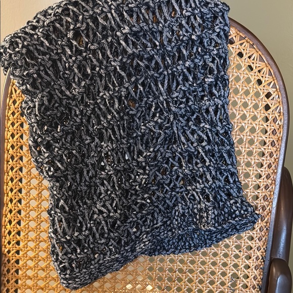 Navy and White Knit Scarf - Picture 1 of 2
